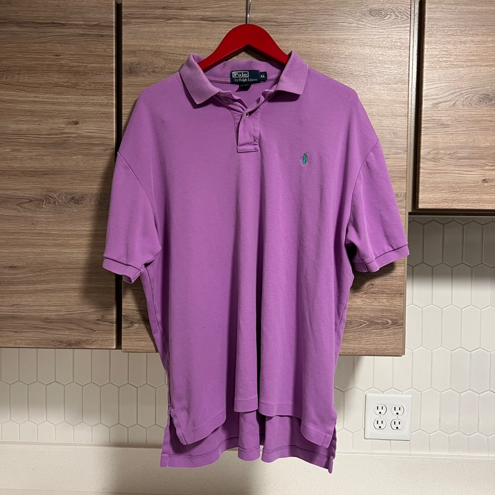 Men’s Polo Ralph Lauren Lavender Short Sleeve Collared Shirt XL